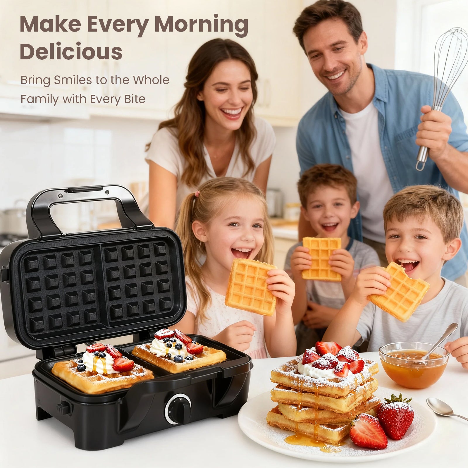 3-in-1 waffle Maker, Sandwich maker and Grill plates with Removable Plates