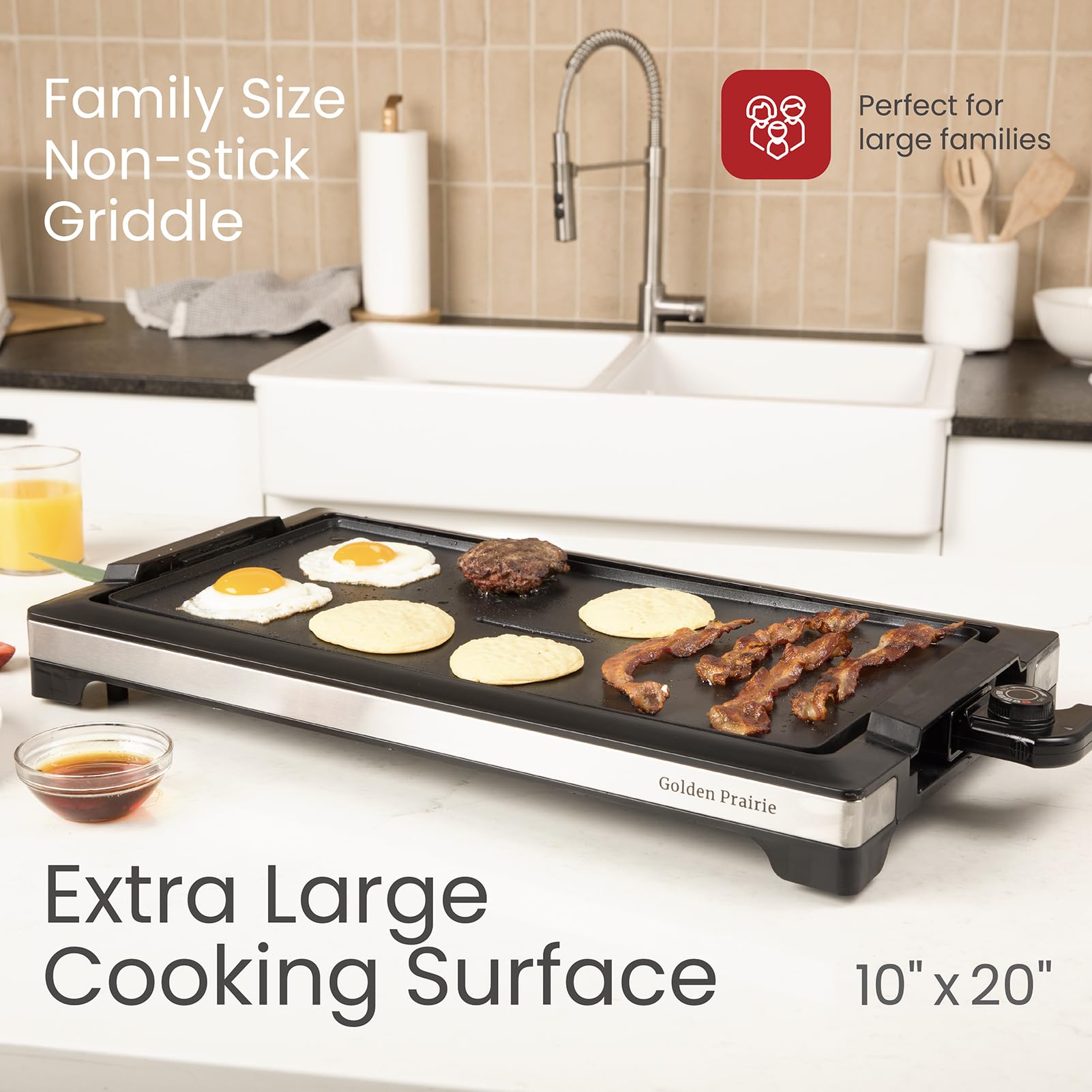 Electric Griddle Nonstick 20-Inch Flat, 1800W
